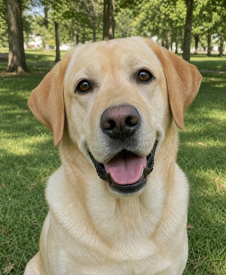 Friendly yellow Labrador Doggiedex portrait