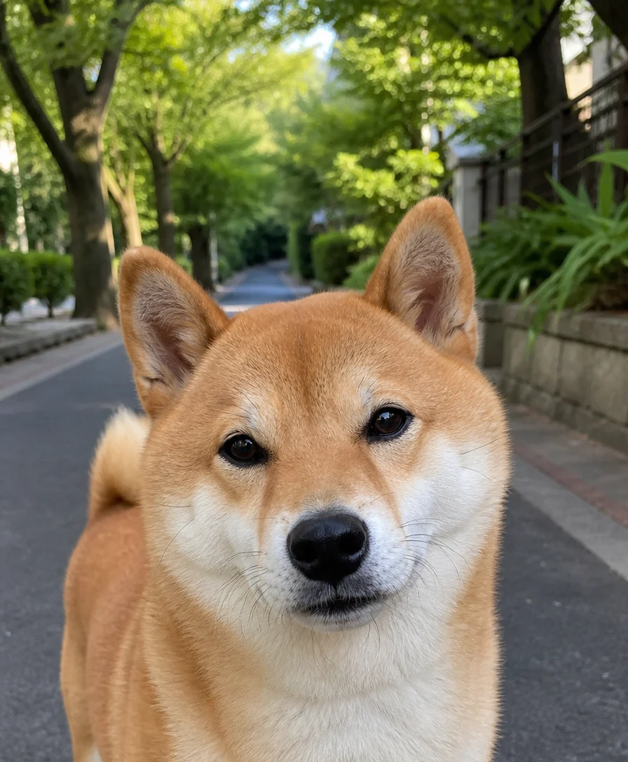 Curious red Shiba Inu Doggiedex portrait